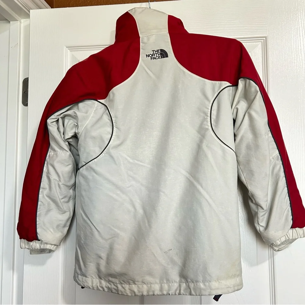 North Face Boys Zip-In Fleece Jacket M‎ Red Gray 2-in-1 System